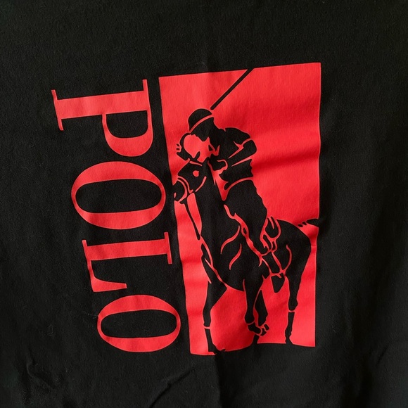 Vintage Polo Ralph Lauren T Shirt Red Big Print Black Men’s Size Small - Picture 2 of 4